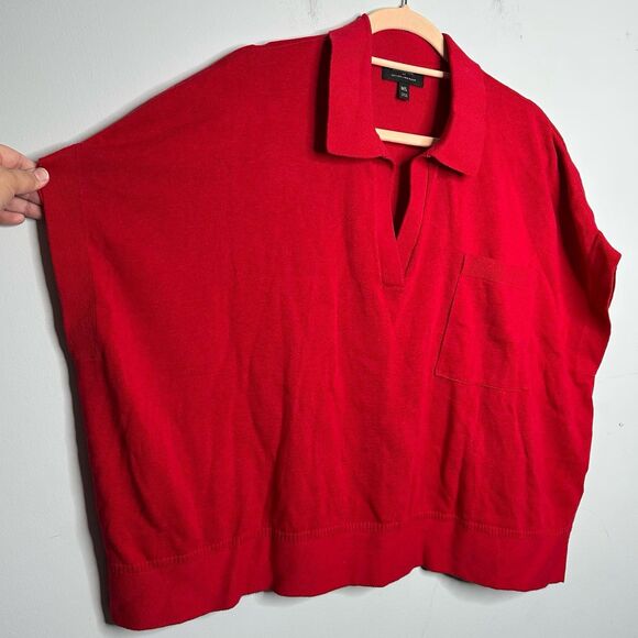 Banana Republic Oversized Johnny Collar Sweater Red Sunset Size M/L - Picture 3 of 7